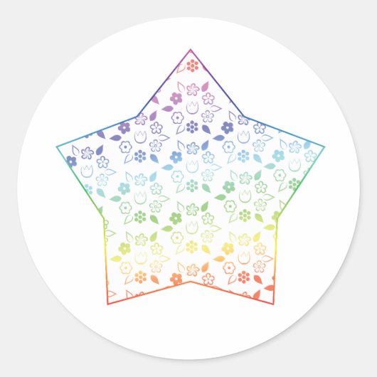かわいいレインボー春フラワーラティスパターン ラウンドシール (正面)