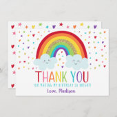 かわいいレインボー誕生日ありがとう サンキューカード (正面/裏面)