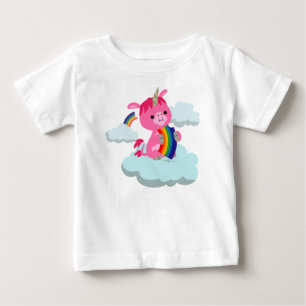 かわいいレインボー食べ物ベビーユニコーンTシャツ ベビーTシャツ