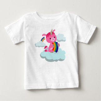 かわいいレインボー食べ物ベビーユニコーンTシャツ ベビーTシャツ