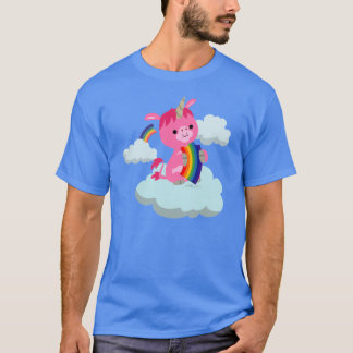 かわいいレインボー食べ物ーの漫画ユニコーンTシャツ Tシャツ