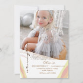 かわいいレインボー3rdフォト招待状ガーリーバースデーパーティー 招待状 (正面)