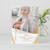 かわいいレインボー3rdフォト招待状ガーリーバースデーパーティー 招待状 (スタンド正面)