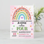 かわいいレインボーANY AGE誕生日パーティー 招待状 (スタンド正面)