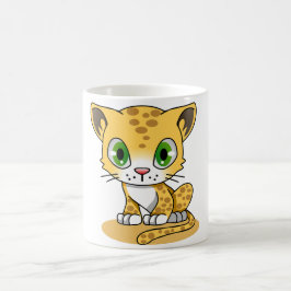 かわいいレオパードの子どもの大きな目のキャラクターのコーヒーマグ コーヒーマグカップ