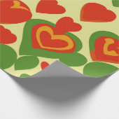 かわいいレゲエミニハートレッド金ゴールドグリーンパターン ラッピングペーパー (角)