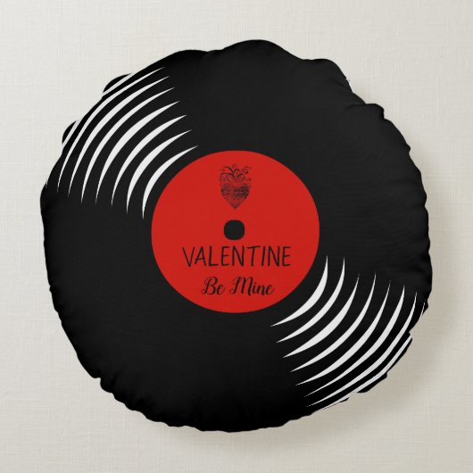 かわいいレコードのバレンタイン枕 ラウンドクッション (裏面)