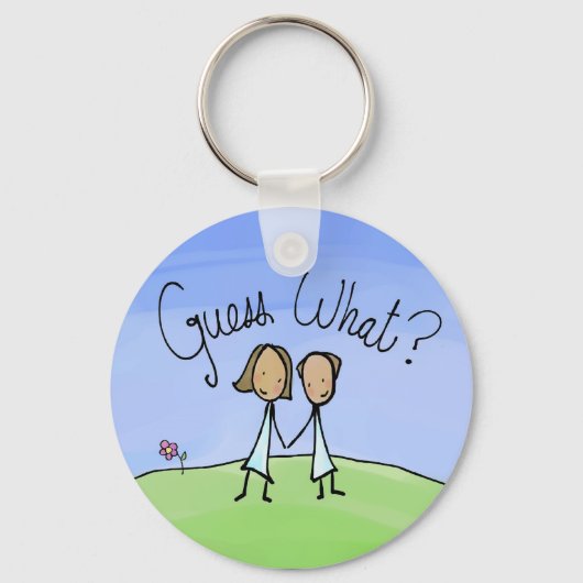 かわいいレズビアンのカップルは何を推測 キーホルダー (正面)