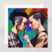 かわいいレズビアンカップル虹アート (正面/裏面)