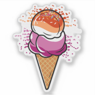 かわいいレズビアンサフィックLGBTプライドフラッグアイスクリーム シール