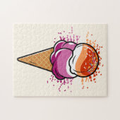 かわいいレズビアンサフィックLGBTプライドフラッグアイスクリーム ジグソーパズル (横)