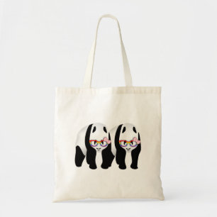 かわいいレズビアンパンダのレインボー掛け眼鏡 トートバッグ