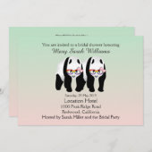 かわいいレズビアンパンドラ(PANDAS)ベアーブライダルシャワー招待状 招待状 (正面/裏面)