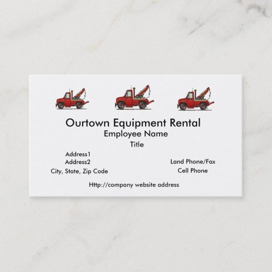 かわいいレッカー車のレッカー車 名刺 (正面)