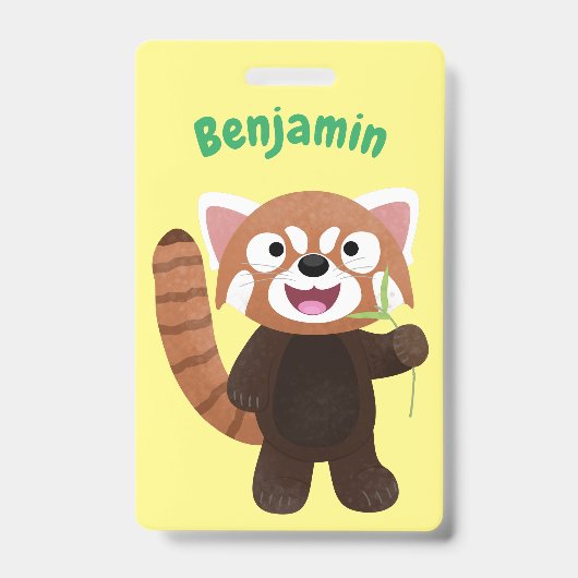 かわいいレッサーパンダのイラスト バッジ (正面)