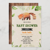 かわいいレッサーパンダのシャワー パーティー招待状 招待状 (正面/裏面)