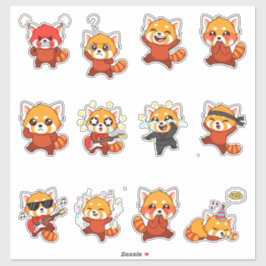 かわいいレッサーパンダのステッカーセット - かわいい表情 シール