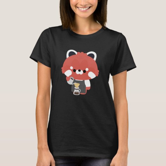 かわいいレッサーパンダのバリスタ Tシャツ (正面)