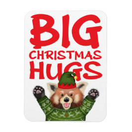 かわいいレッサーパンダの大きなクリスマスのハグのマグネット マグネット