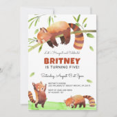 かわいいレッサーパンダの子供の誕生日パーティー招待状 招待状 (正面)