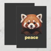 かわいいレッサーパンダの「平和」イラスト（子供＆幼児向け） 招待状 (正面/裏面)