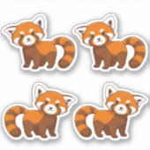 かわいいレッサーパンダ4個セット シール (正面)
