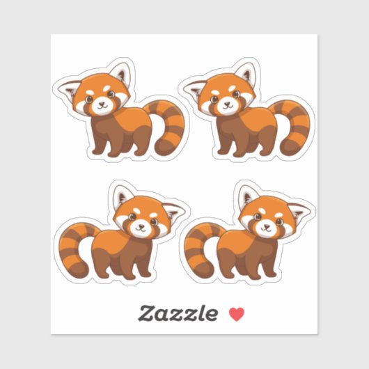かわいいレッサーパンダ4個セット シール (シート)