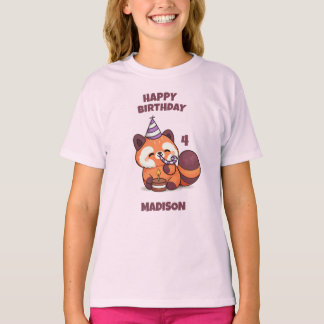 かわいいレッサーパンダ - お誕生日おめでとう Tシャツ