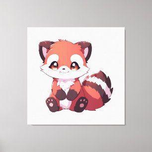  かわいいレッサーパンダ キャンバスプリント