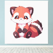  かわいいレッサーパンダ キャンバスプリント (インサイチュ (ウッドフロア))
