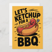 かわいいレッツケチャップBBQパーティー 招待状 (正面/裏面)