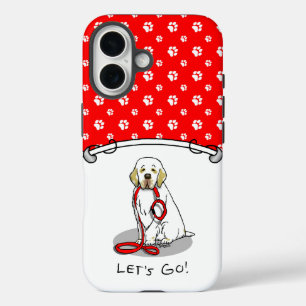かわいいレッツゴー!散歩の時間だよ Clumber Spaniel 犬 (レモン1) iPhone 16ケース
