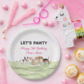 かわいいレッツパーティピンクカスタムの犬の誕生日パーティー ペーパープレート (パーティー)