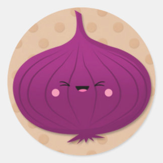 かわいいレッドオニオンオンブラウン水玉模様 ラウンドシール