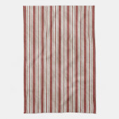 かわいいレッドカントリーファームハウスリネンストライプのパターン キッチンタオル (縦)