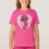 かわいいレッドシーホースハート Tシャツ (正面)
