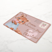 かわいいレッドパンダの郵便葉書 バレンタインデー ピンク 箔シーズンカード (回転した状態)