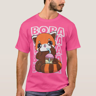かわいいレッドパンダボバキュートなアニメパールバブルティー Tシャツ