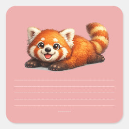 かわいいレッドパンダ リラックス かわいい動物デザイン スクエアシール