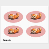 かわいいレッドパンダ リラックス かわいい動物デザイン 楕円形シール (シート)