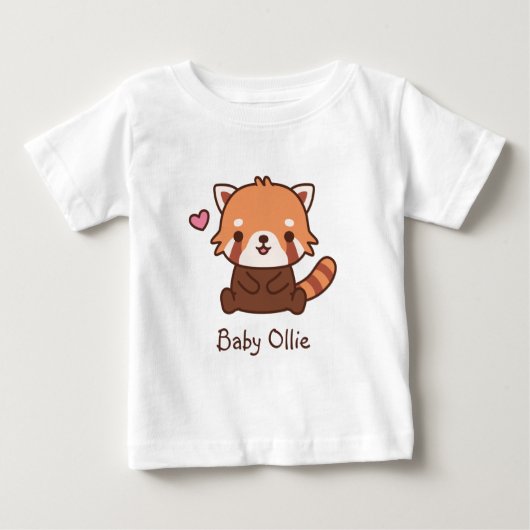 かわいいレッドパンダ 名前入り ベビーTシャツ (正面)