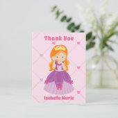 かわいいレッドヘッドプリンセスガールピンクカスタムクありがとう ポストカード (スタンド正面)
