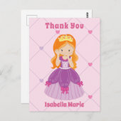 かわいいレッドヘッドプリンセスガールピンクカスタムクありがとう ポストカード (正面/裏面)