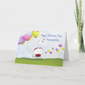 かわいいレディバグとカラフルなハート風船 カード (正面)