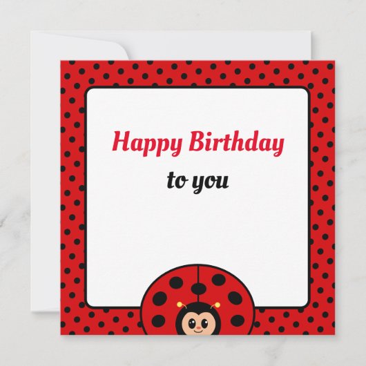 かわいいレディバグの誕生日カード (正面)