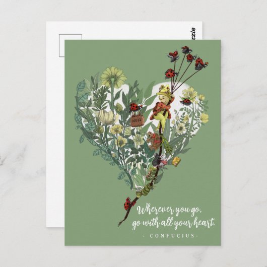 かわいいレディバグインスパイアの冒険引用文さらば ポストカード (正面/裏面)