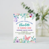 かわいいレディバグドット花の花の誕生日名 ポストカード (スタンド正面)