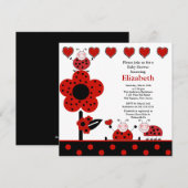 かわいいレディバグベイビーシャワー招待状 招待状 (正面/裏面)