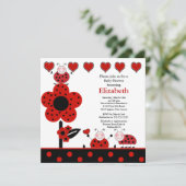 かわいいレディバグベイビーシャワー招待状 招待状 (スタンド正面)