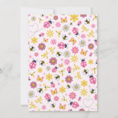 かわいいレディバグ ピンクガール ベイビーシャワー 招待状 (裏面)